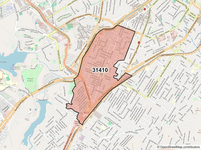 Mapa del código postal 31410, Chihuahua, Chihuahua