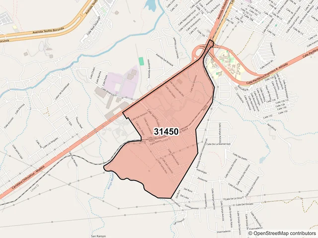 Mapa del código postal 31450, Chihuahua, Chihuahua