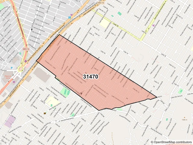 Mapa del código postal 31470, Chihuahua, Chihuahua