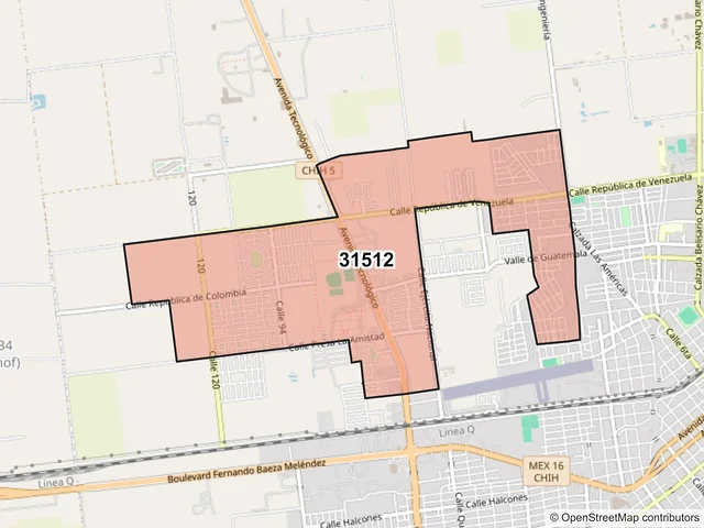 Mapa del código postal 31512, Cuauhtémoc, Chihuahua