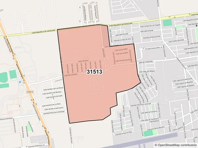 Mapa del código postal 31513, Cuauhtémoc, Chihuahua