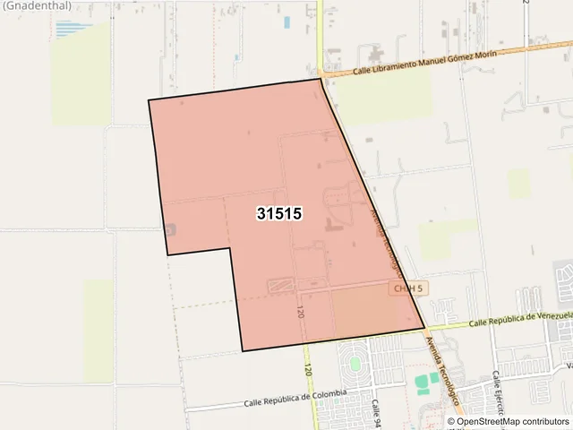 Mapa del código postal 31515, Cuauhtémoc, Chihuahua