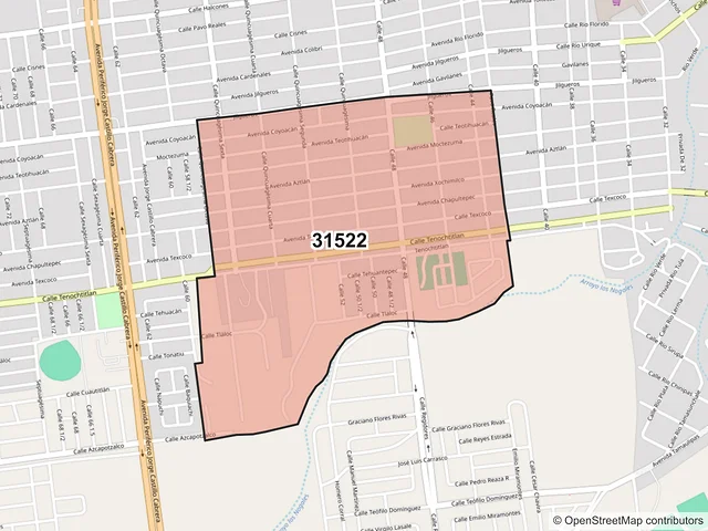 Mapa del código postal 31522, Cuauhtémoc, Chihuahua