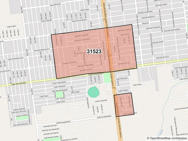 Mapa del código postal 31523, Cuauhtémoc, Chihuahua