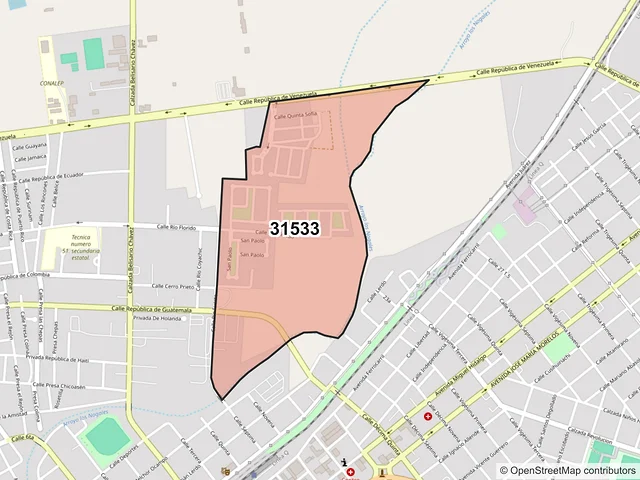 Mapa del código postal 31533, Cuauhtémoc, Chihuahua