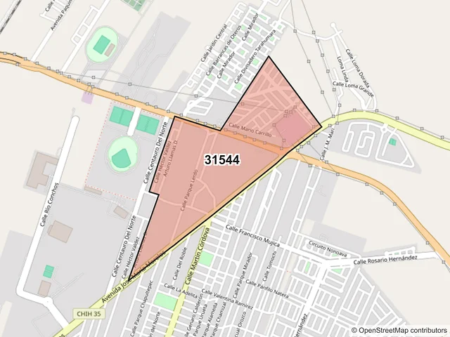 Mapa del código postal 31544, Cuauhtémoc, Chihuahua