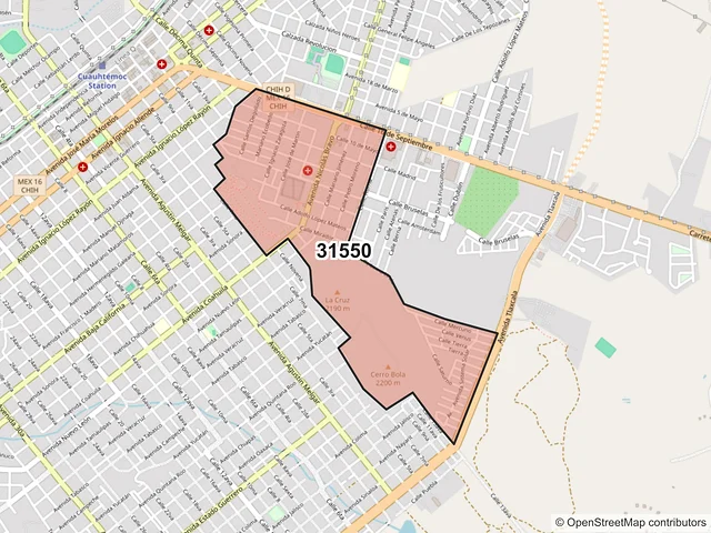 Mapa del código postal 31550, Cuauhtémoc, Chihuahua
