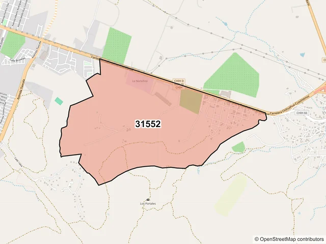Mapa del código postal 31552, Cuauhtémoc, Chihuahua