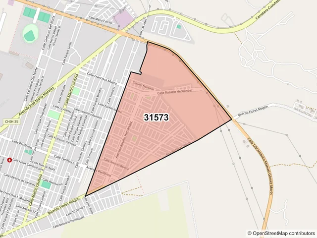 Mapa del código postal 31573, Cuauhtémoc, Chihuahua