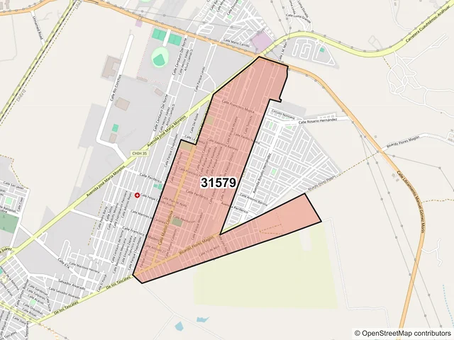 Mapa del código postal 31579, Cuauhtémoc, Chihuahua