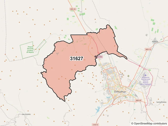 Mapa del código postal 31627, Chihuahua, Chihuahua