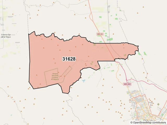 Mapa del código postal 31628, Chihuahua, Chihuahua