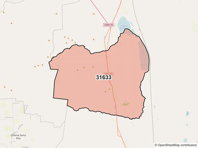 Mapa del código postal 31633, Chihuahua, Chihuahua