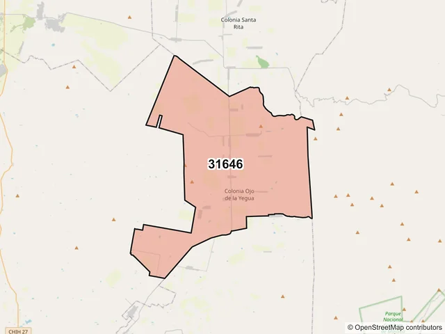 Mapa del código postal 31646, Riva Palacio, Chihuahua