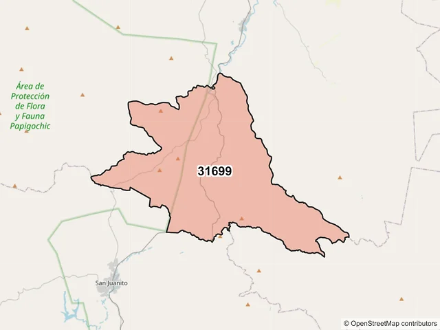 Mapa del código postal 31699, Guerrero, Chihuahua