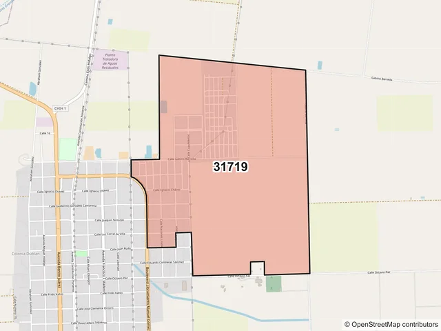 Mapa del código postal 31719, Nuevo Casas Grandes, Chihuahua