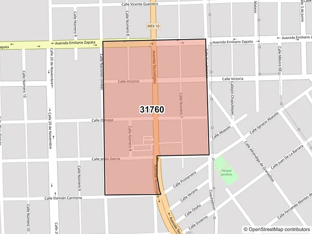 Mapa del código postal 31760, Nuevo Casas Grandes, Chihuahua