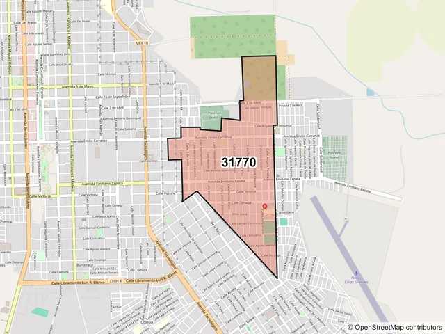 Mapa del código postal 31770, Nuevo Casas Grandes, Chihuahua