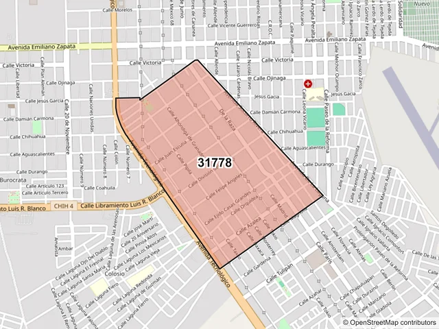 Mapa del código postal 31778, Nuevo Casas Grandes, Chihuahua