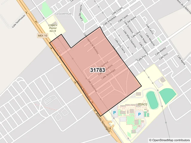 Mapa del código postal 31783, Nuevo Casas Grandes, Chihuahua