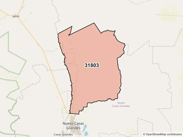 Mapa del código postal 31803, Nuevo Casas Grandes, Chihuahua