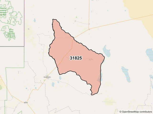 Mapa del código postal 31825, Ascensión, Chihuahua