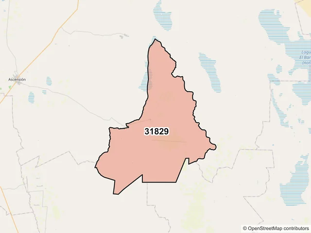 Mapa del código postal 31829, Ascensión, Chihuahua