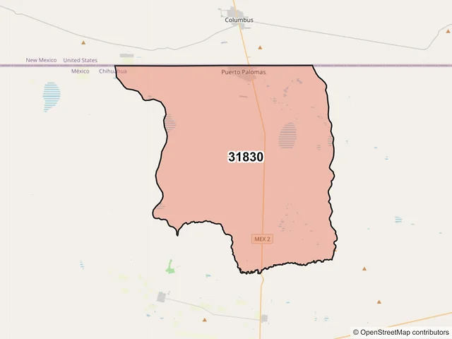 Mapa del código postal 31830, Ascensión, Chihuahua