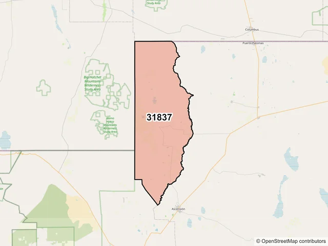Mapa del código postal 31837, Ascensión, Chihuahua
