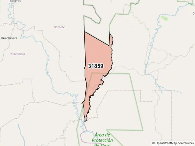 Mapa del código postal 31859, Casas Grandes, Chihuahua