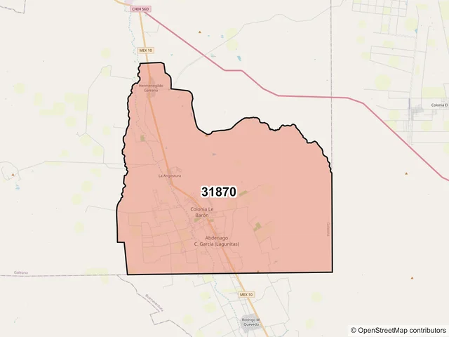 Mapa del código postal 31870, Galeana, Chihuahua