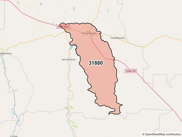 Mapa del código postal 31880, Buenaventura, Chihuahua