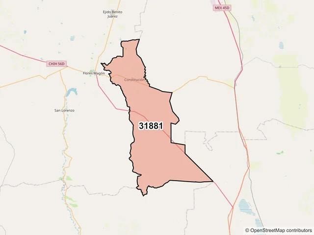 Mapa del código postal 31881, Buenaventura, Chihuahua