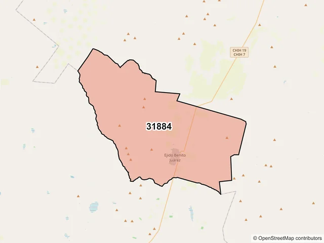Mapa del código postal 31884, Buenaventura, Chihuahua