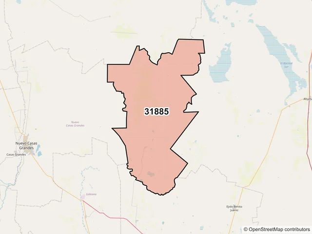 Mapa del código postal 31885, Buenaventura, Chihuahua