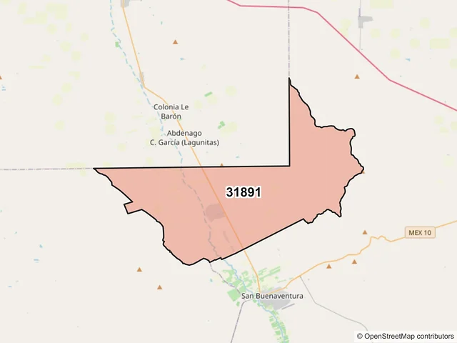 Mapa del código postal 31891, Buenaventura, Chihuahua