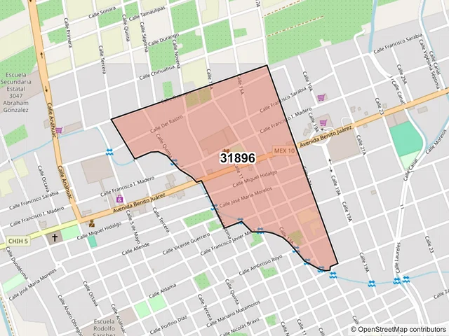 Mapa del código postal 31896, Buenaventura, Chihuahua