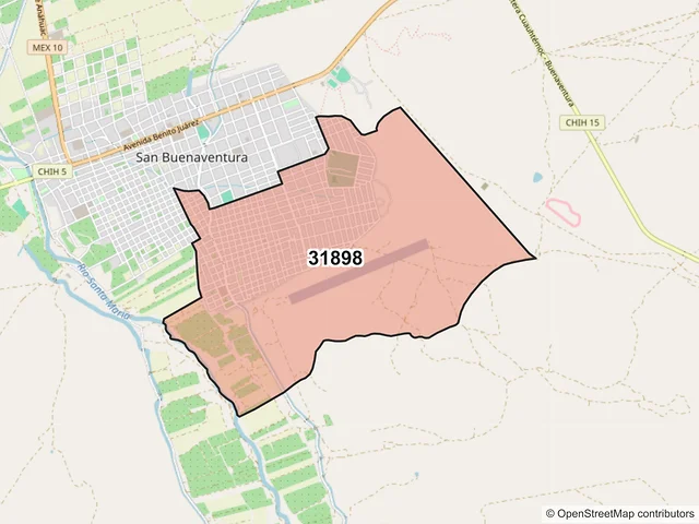 Mapa del código postal 31898, Buenaventura, Chihuahua