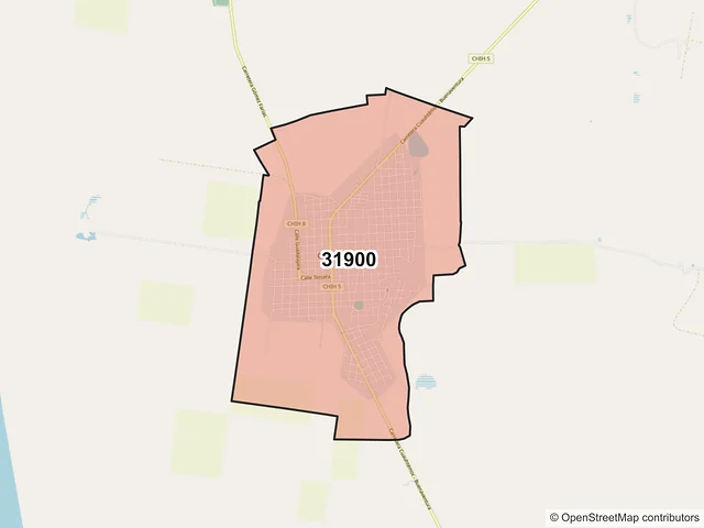 Mapa del código postal 31900, Gómez Farías, Chihuahua