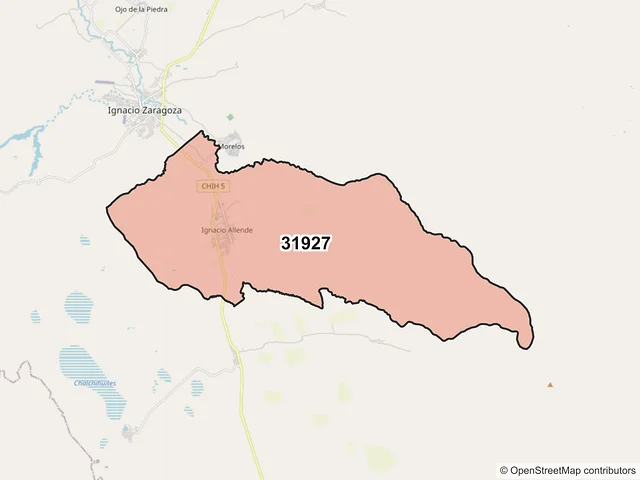 Mapa del código postal 31927, Ignacio Zaragoza, Chihuahua