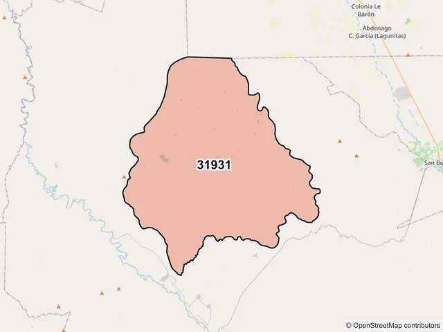 Mapa del código postal 31931, Ignacio Zaragoza, Chihuahua
