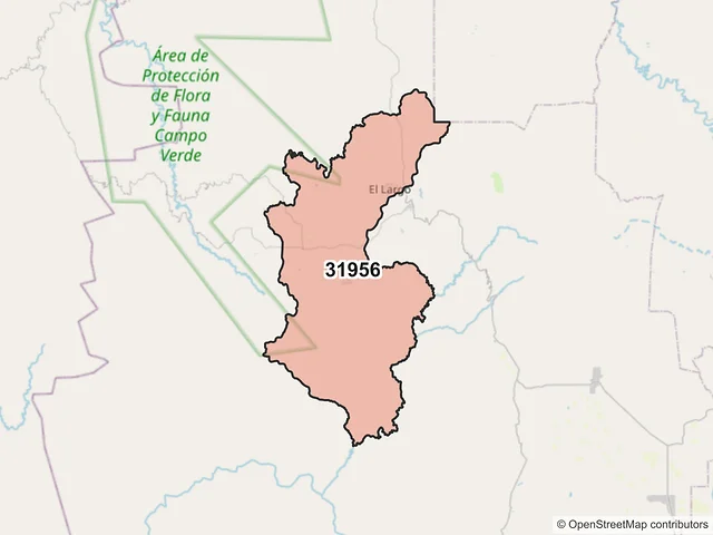 Mapa del código postal 31956, Madera, Chihuahua