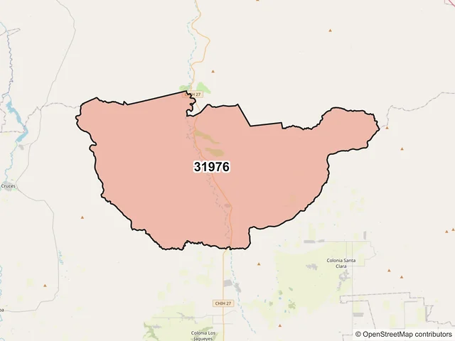 Mapa del código postal 31976, Namiquipa, Chihuahua