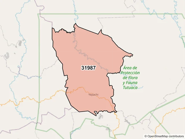 Mapa del código postal 31987, Temósachic, Chihuahua