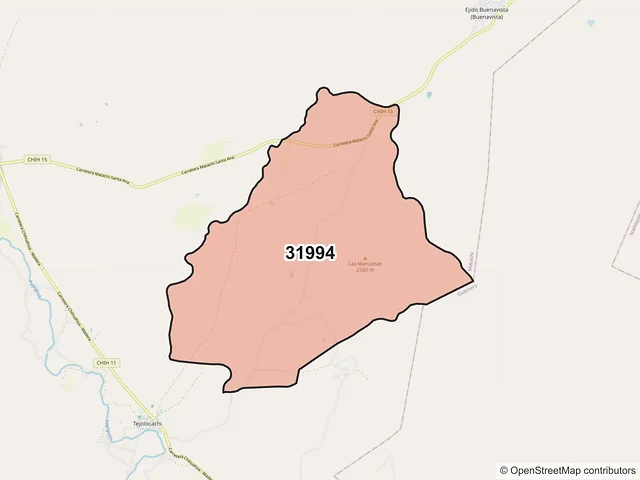 Mapa del código postal 31994, Matachí, Chihuahua