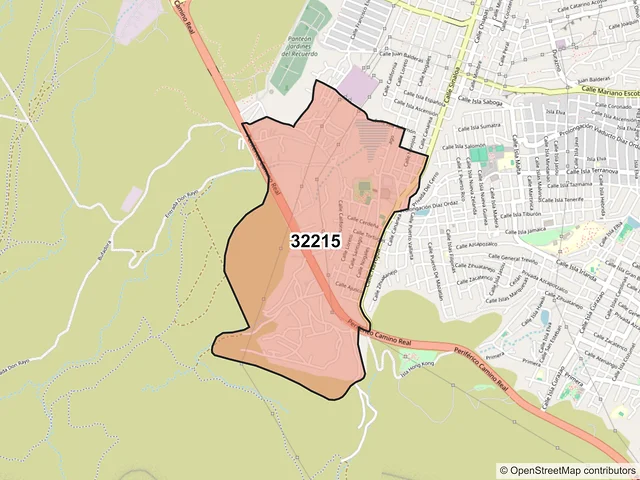 Mapa del código postal 32215, Juárez, Chihuahua