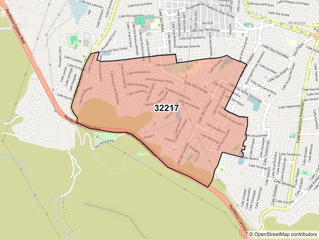 Mapa del código postal 32217, Juárez, Chihuahua