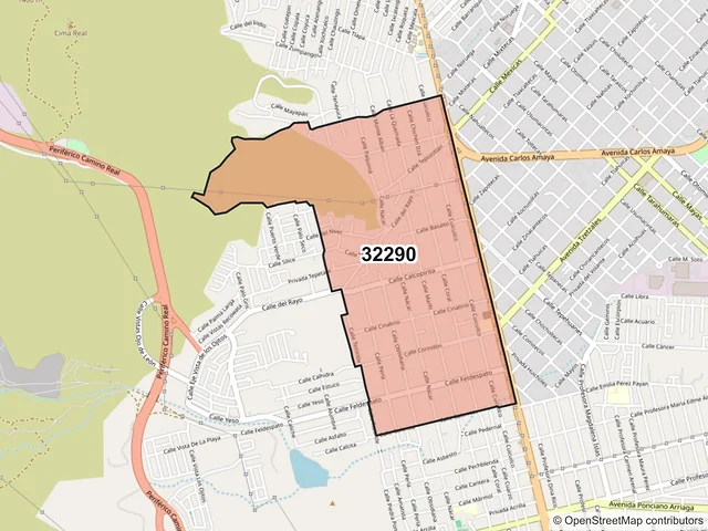 Mapa del código postal 32290, Juárez, Chihuahua