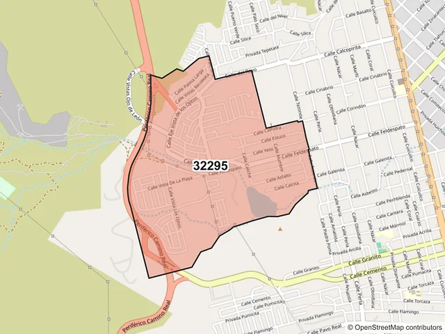 Mapa del código postal 32295, Juárez, Chihuahua