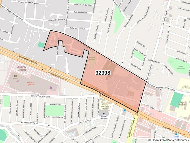 Mapa del código postal 32398, Juárez, Chihuahua